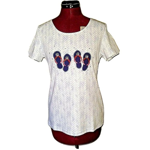 Karen Scott Size XS Top Flip Flop Graphic - Picture 1 of 6